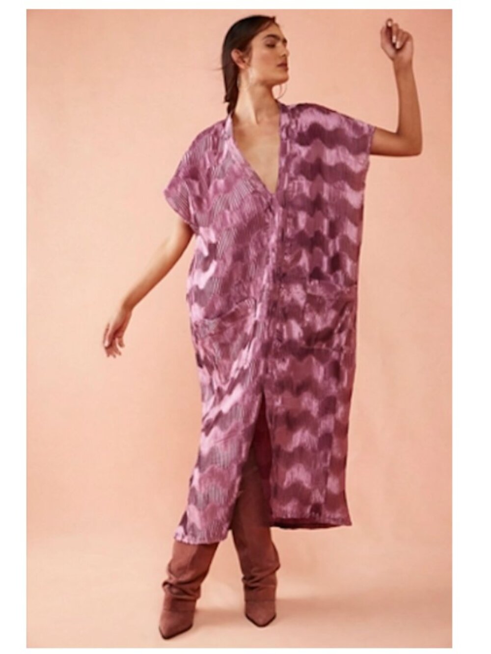 Free People - Wrinkle In Time Maxi Kaftan Dress - PLUM One Size